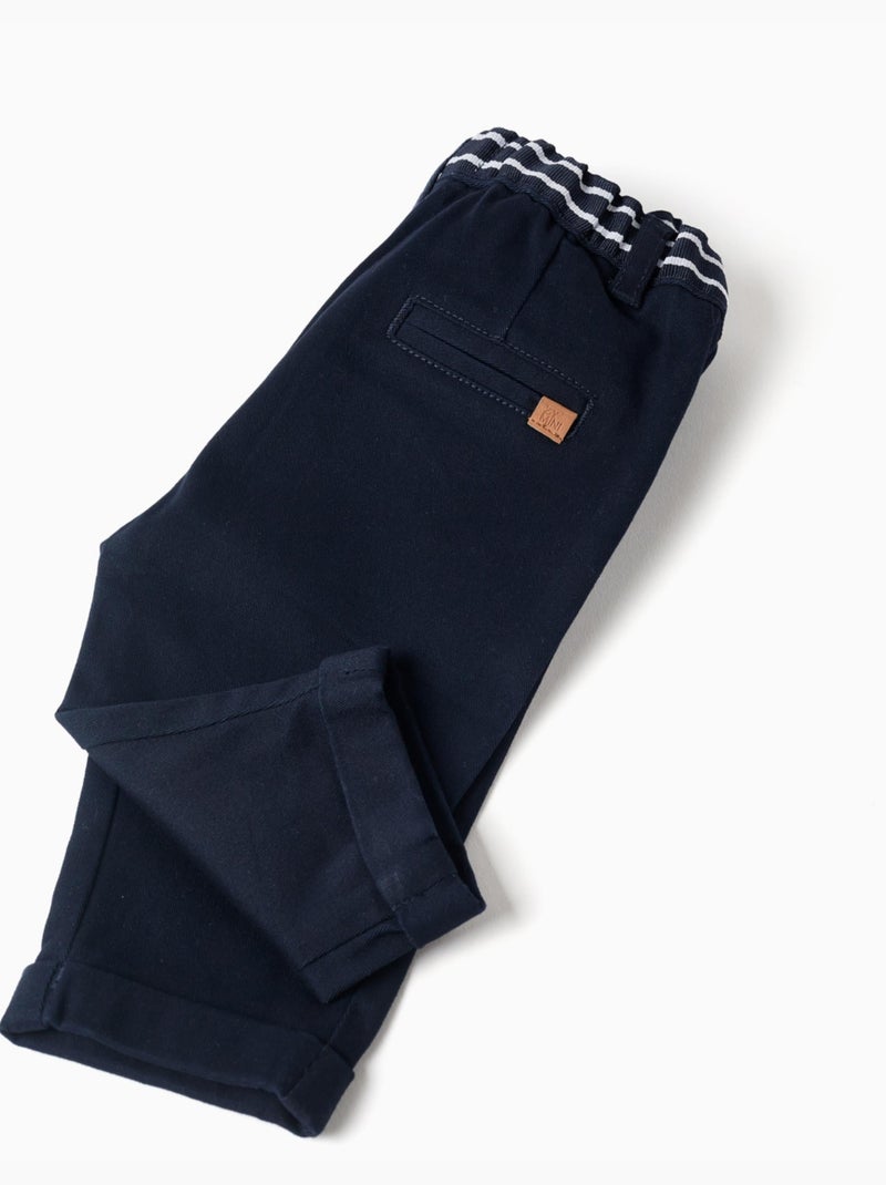 Pantaloni chino in saffiano con nastro a righe Blu scuro - Kiabi