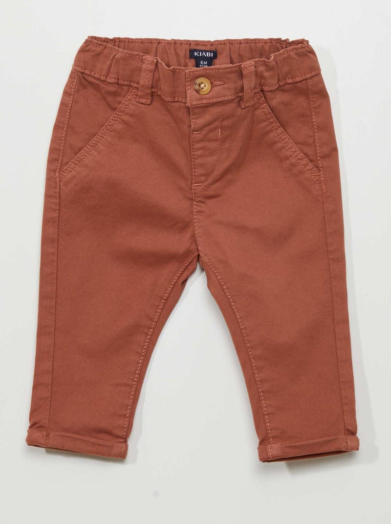 Pantaloni chino in tinta unita MARRONE - Kiabi