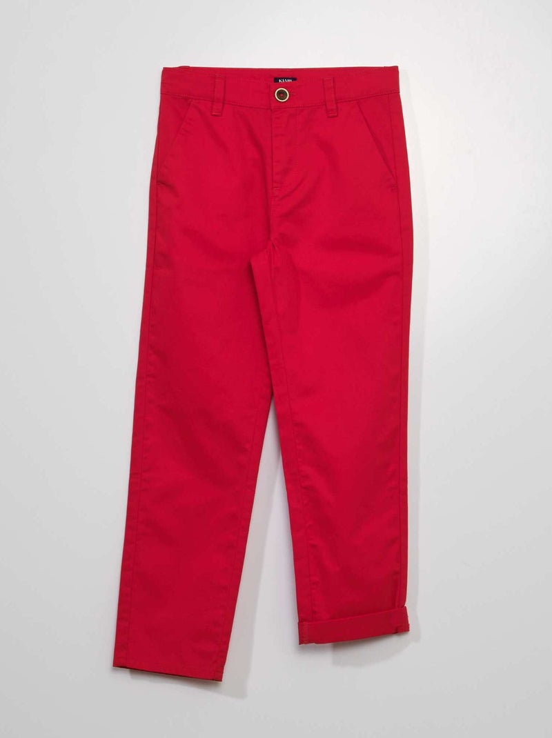 Pantaloni chino in tinta unita rosso - Kiabi