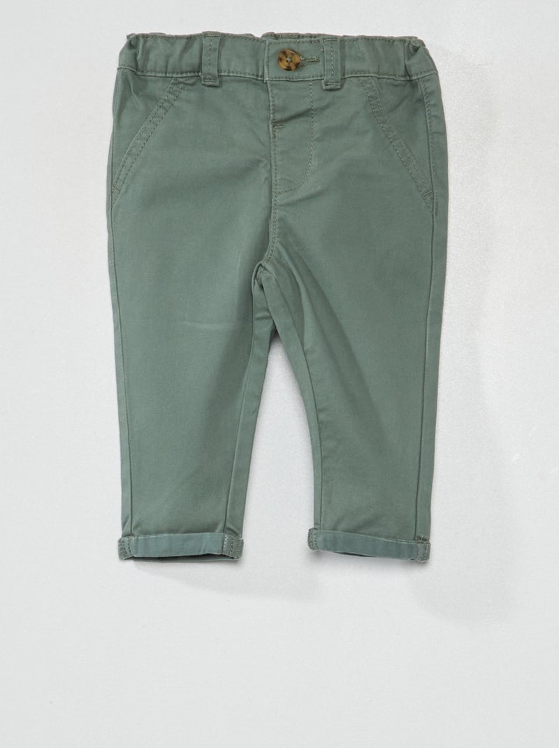 Pantaloni chino in tinta unita VERDE - Kiabi