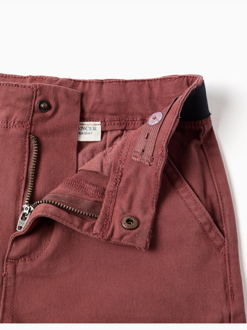 Pantaloni chino in twill a taglio dritto con banda elastica Marrone - Kiabi