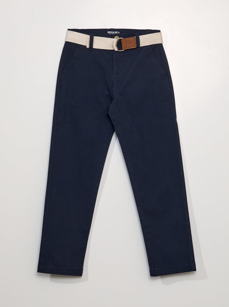 Pantaloni chino in twill + cintura blu - Kiabi
