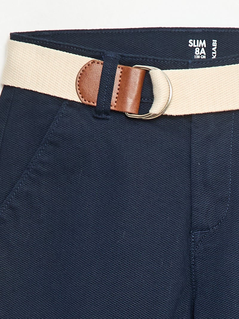 Pantaloni chino in twill con cintura - 2 pezzi Blu - Kiabi