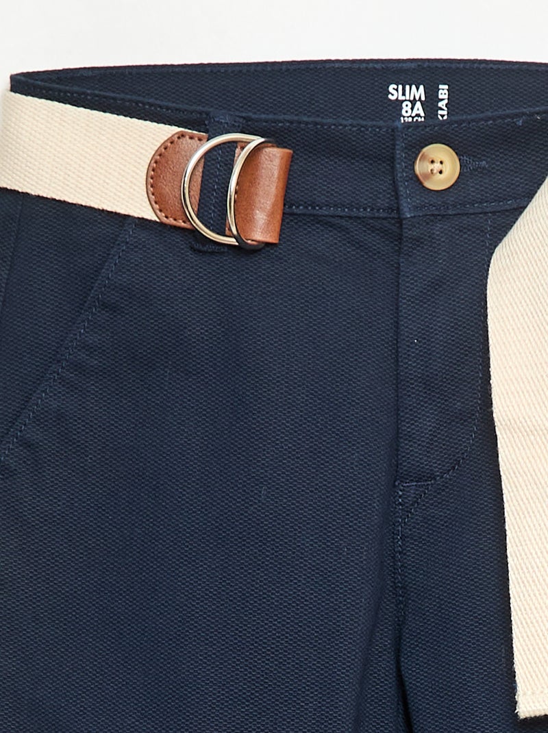 Pantaloni chino in twill con cintura - 2 pezzi Blu - Kiabi
