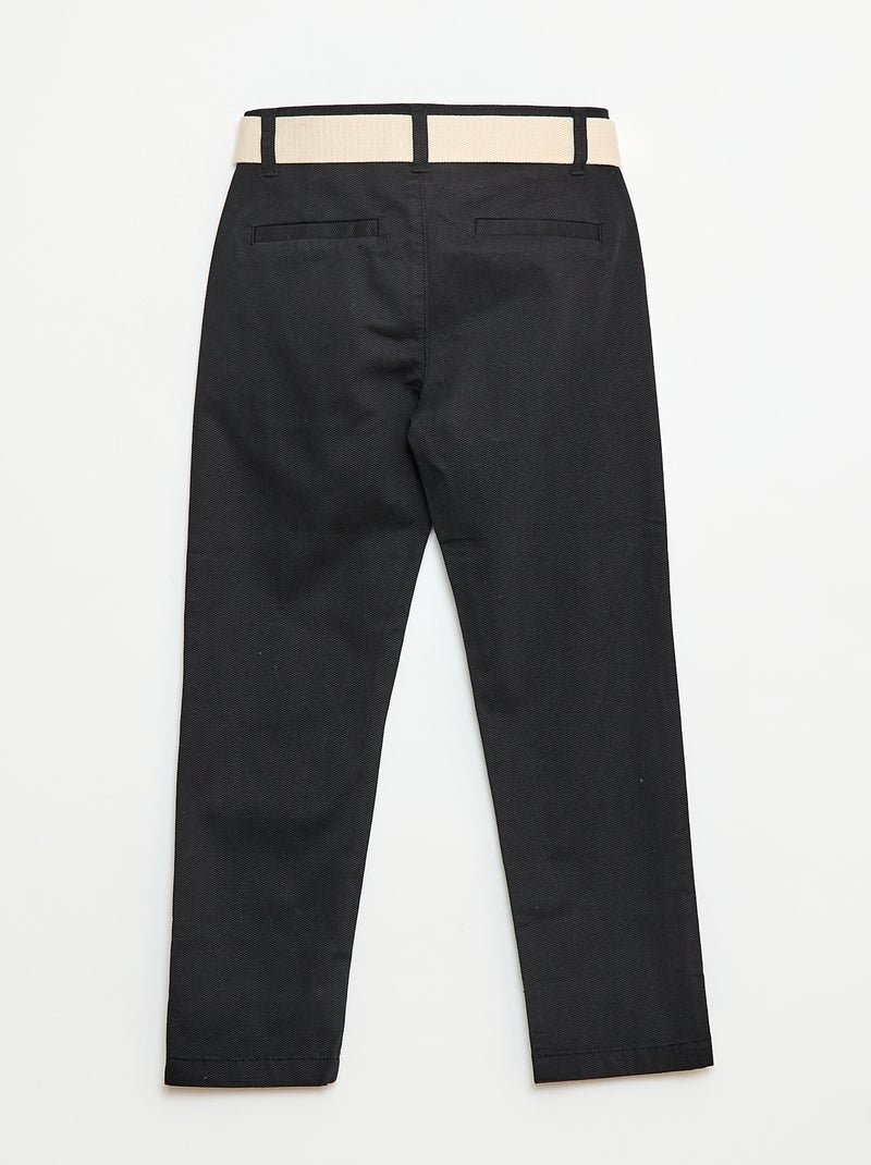 Pantaloni chino in twill con cintura - 2 pezzi Nero - Kiabi