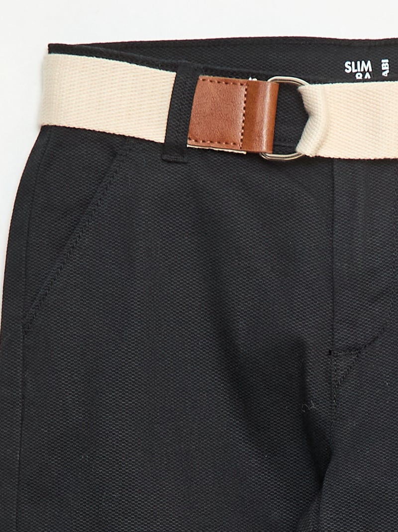 Pantaloni chino in twill con cintura - 2 pezzi Nero - Kiabi