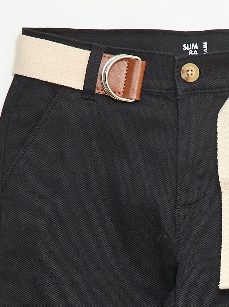 Pantaloni chino in twill con cintura - 2 pezzi Nero - Kiabi