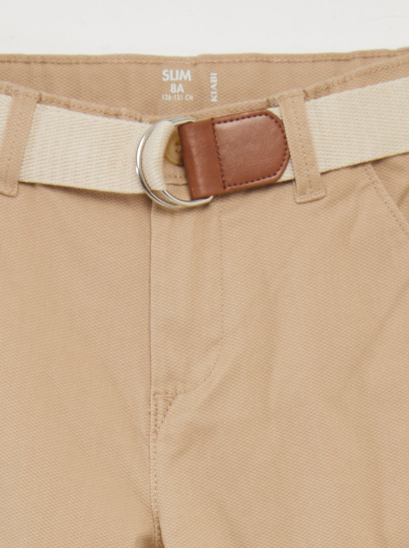 Pantaloni chino in twill con cintura BEIGE - Kiabi