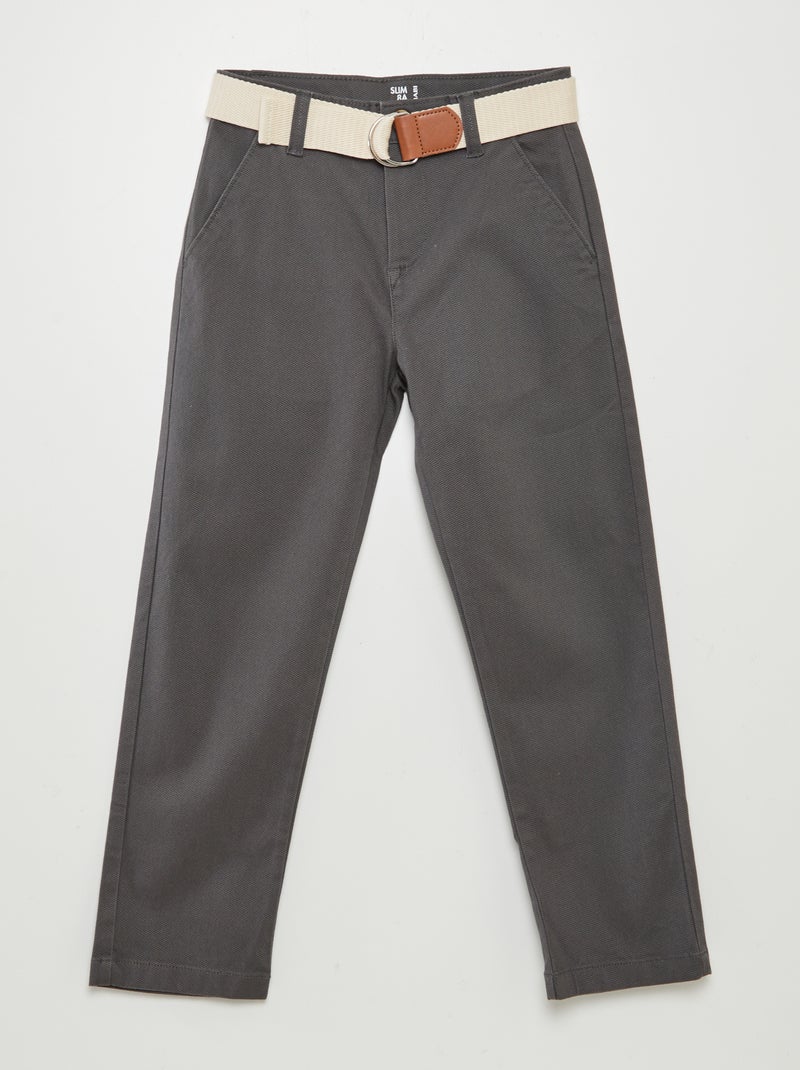 Pantaloni chino in twill con cintura GRIGIO - Kiabi