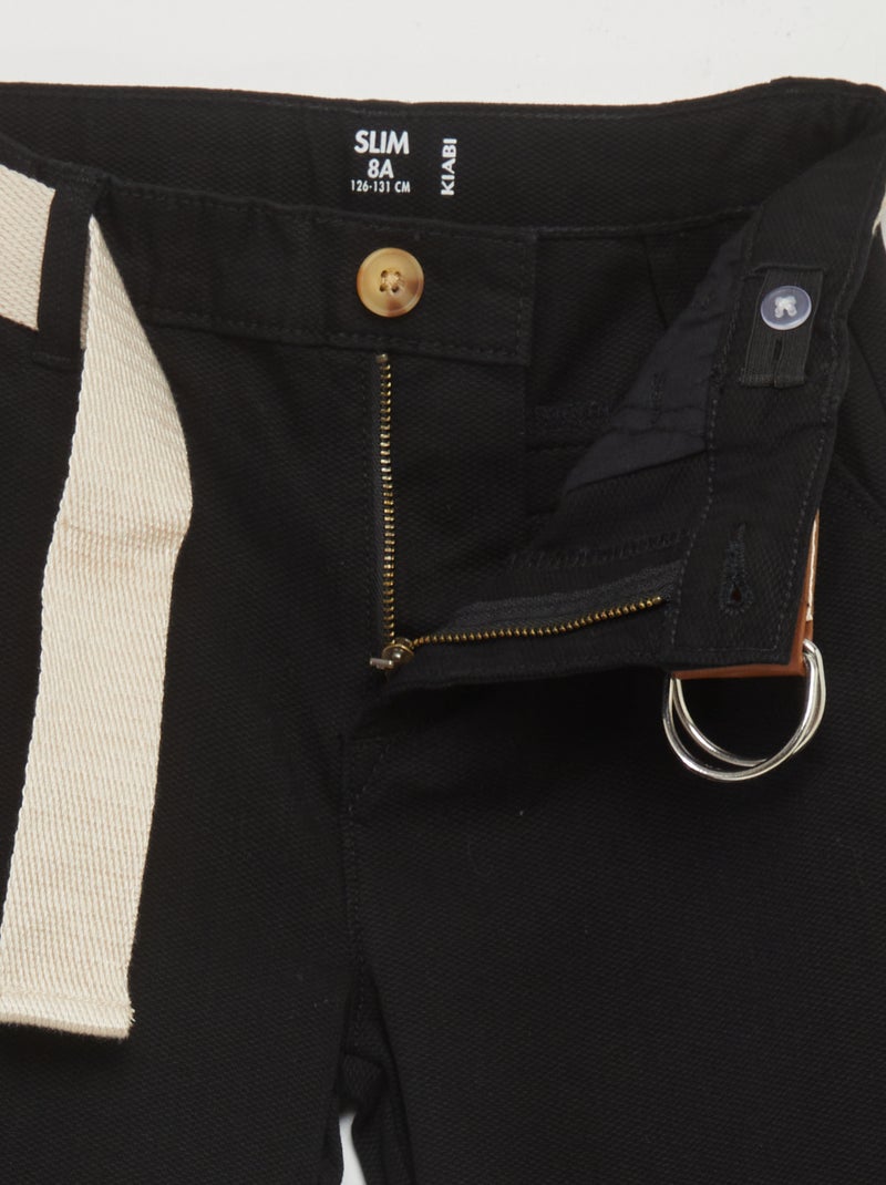 Pantaloni chino in twill con cintura nero - Kiabi