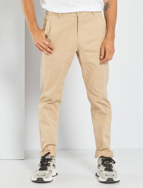 Pantaloni chino in twill di cotone - BEIGE - Kiabi - 13.00€