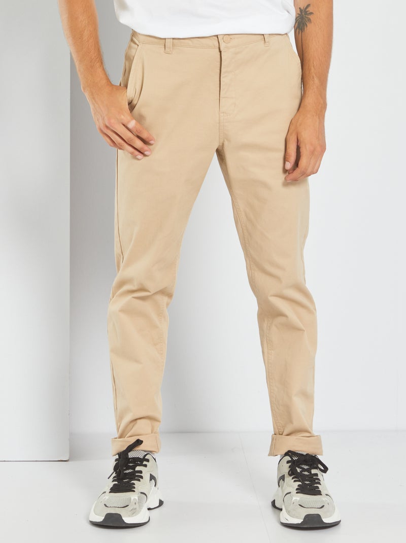 Pantaloni chino in twill di cotone BEIGE - Kiabi