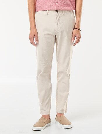Pantaloni chino in twill di cotone stretch tinta unita