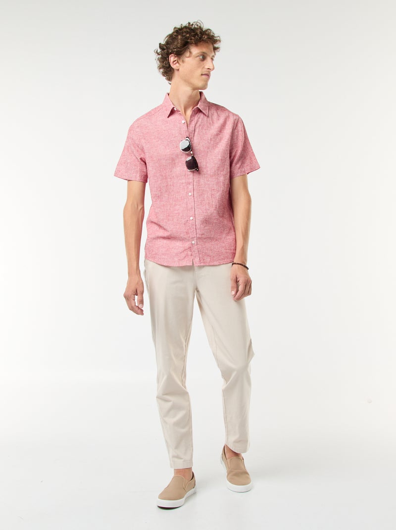Pantaloni chino in twill di cotone stretch tinta unita Beige - Kiabi