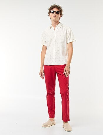 Pantaloni chino in twill di cotone stretch tinta unita
