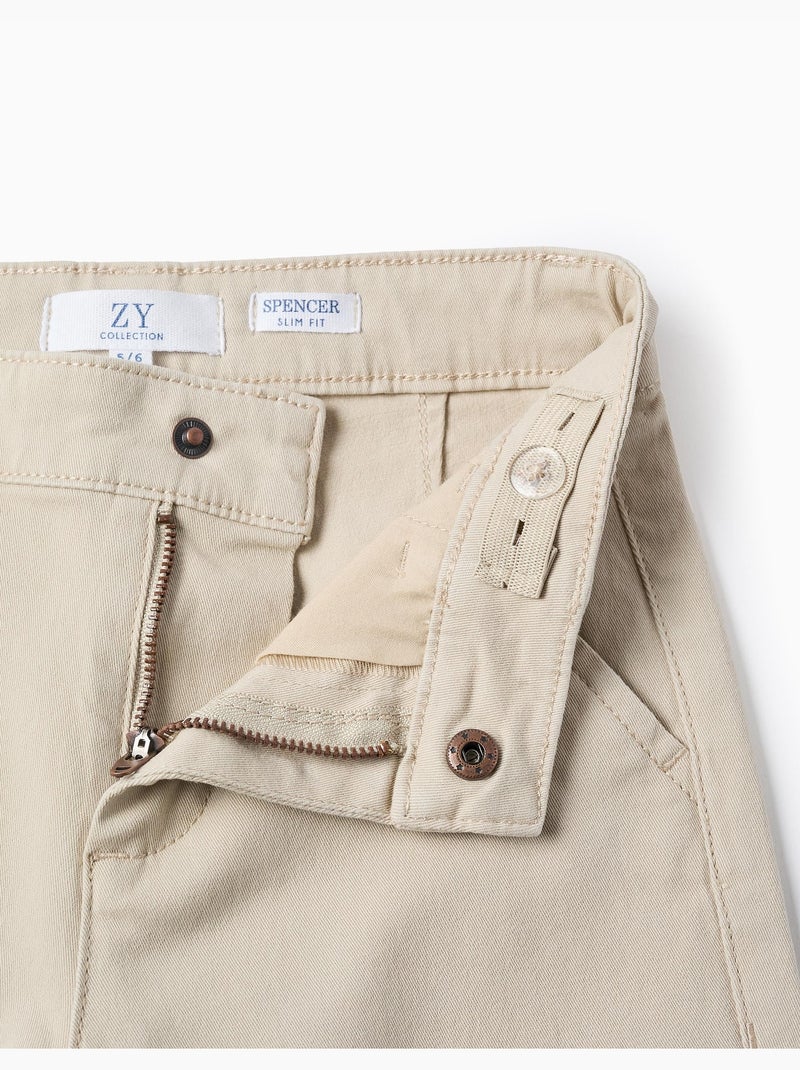 Pantaloni chino in twill slim fit Beige chiaro - Kiabi