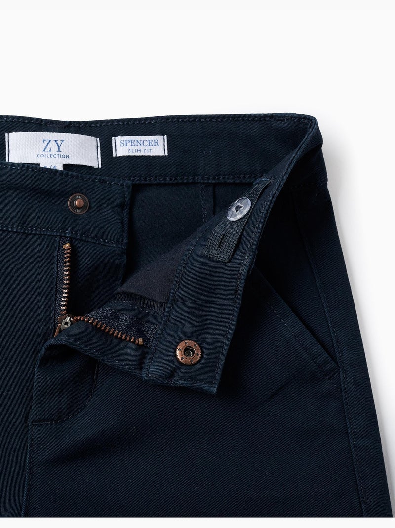 Pantaloni chino in twill, slim fit Blu scuro - Kiabi