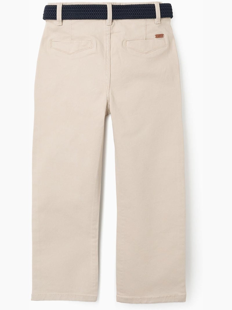 Pantaloni chino in twill slim fit con cintura Beige chiaro - Kiabi