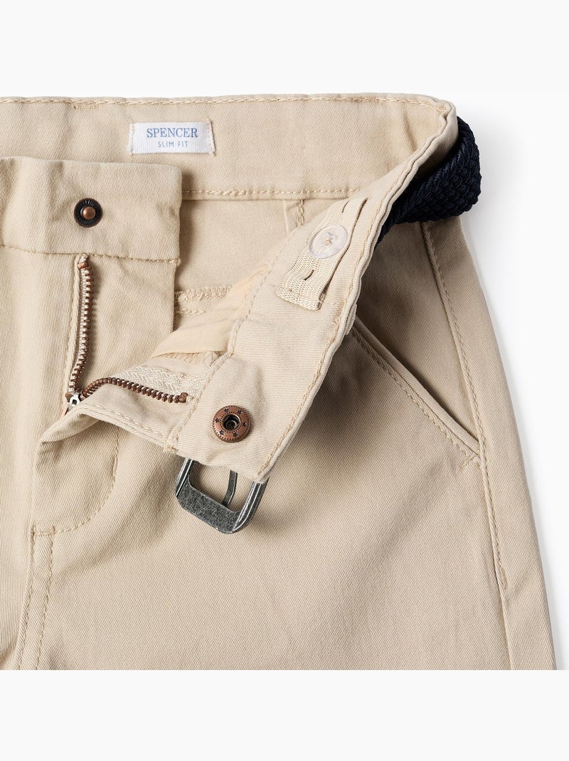 Pantaloni chino in twill slim fit con cintura Beige chiaro - Kiabi