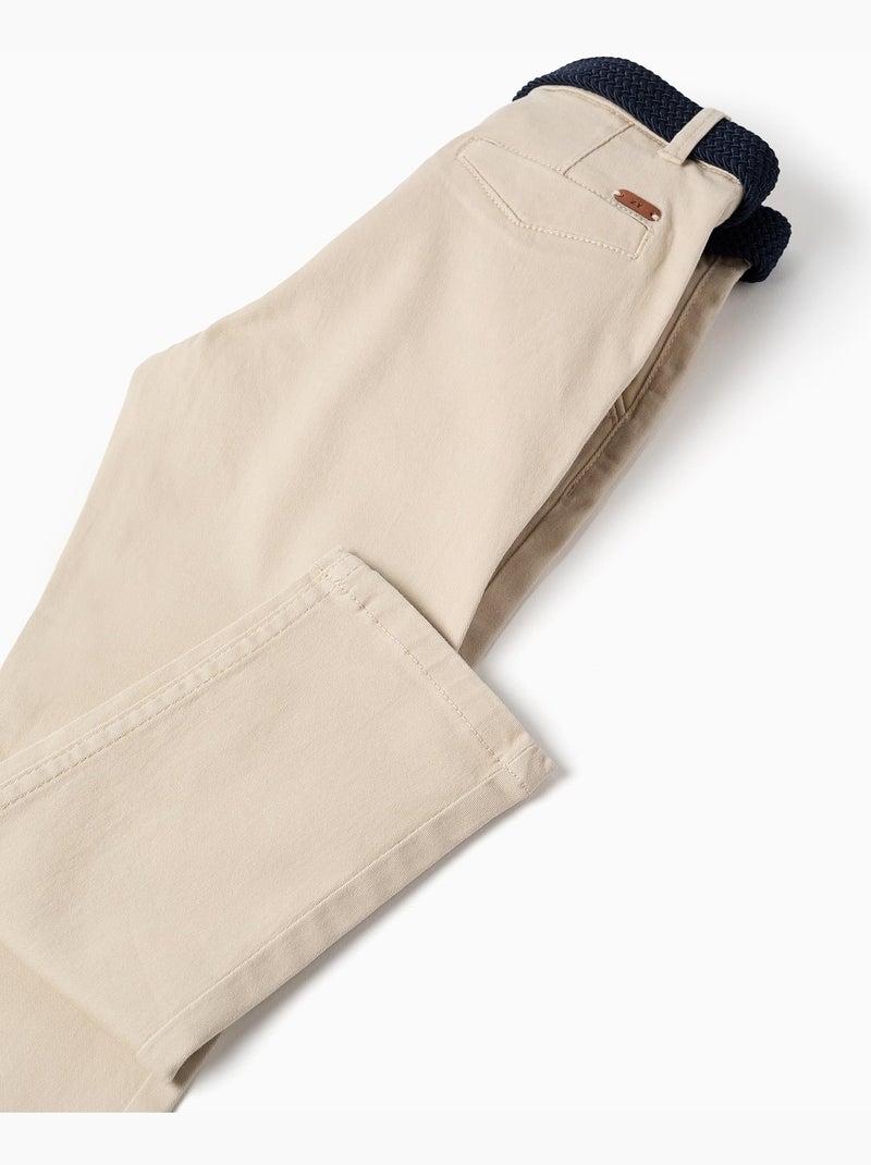Pantaloni chino in twill slim fit con cintura Beige chiaro - Kiabi