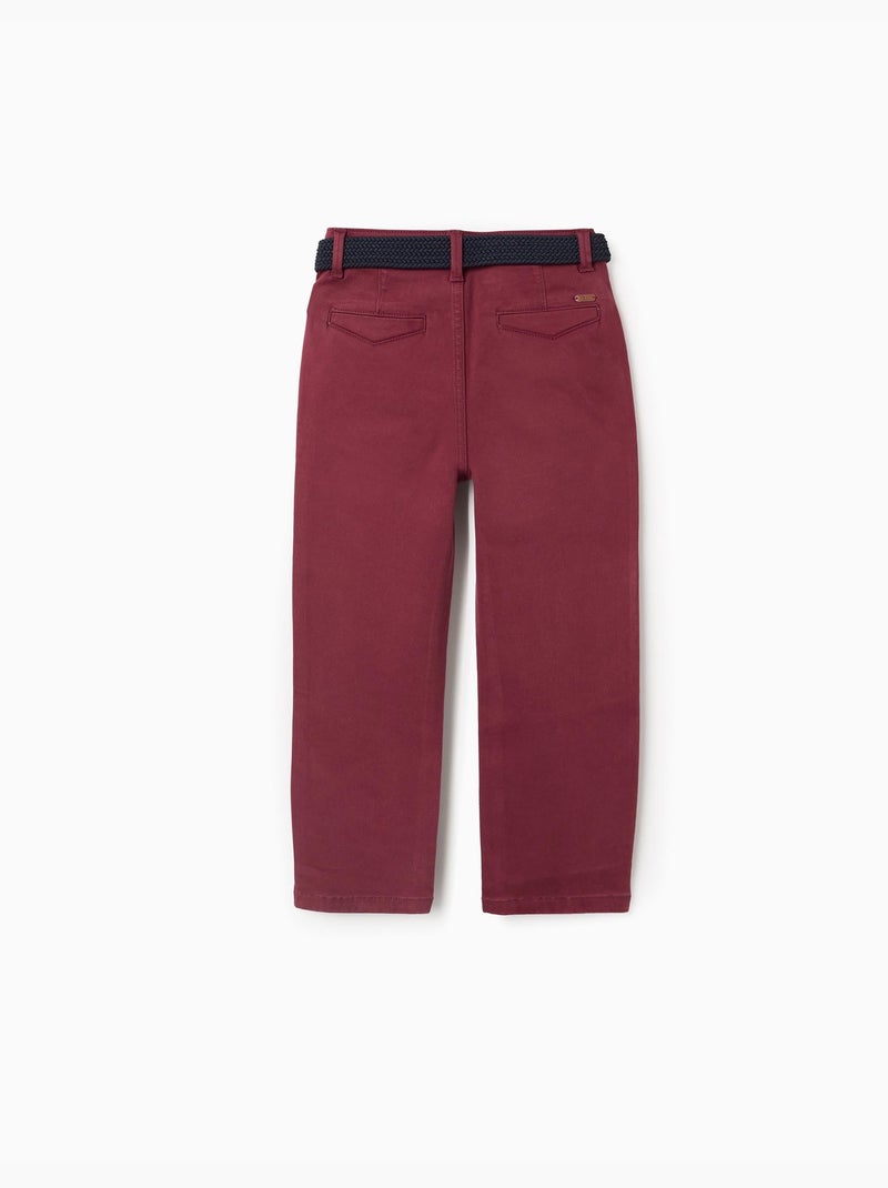 Pantaloni chino in twill slim fit con cintura Rosso scuro - Kiabi