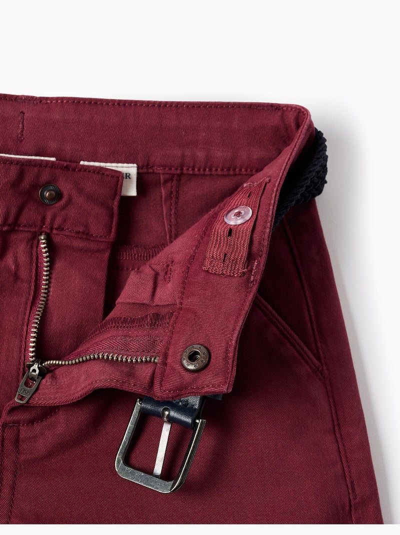Pantaloni chino in twill slim fit con cintura Rosso scuro - Kiabi