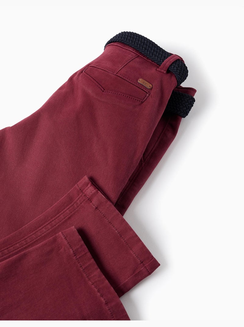 Pantaloni chino in twill slim fit con cintura Rosso scuro - Kiabi