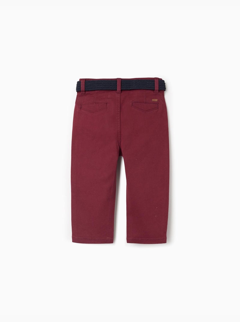 Pantaloni chino in twill slim fit con cintura Rosso scuro - Kiabi