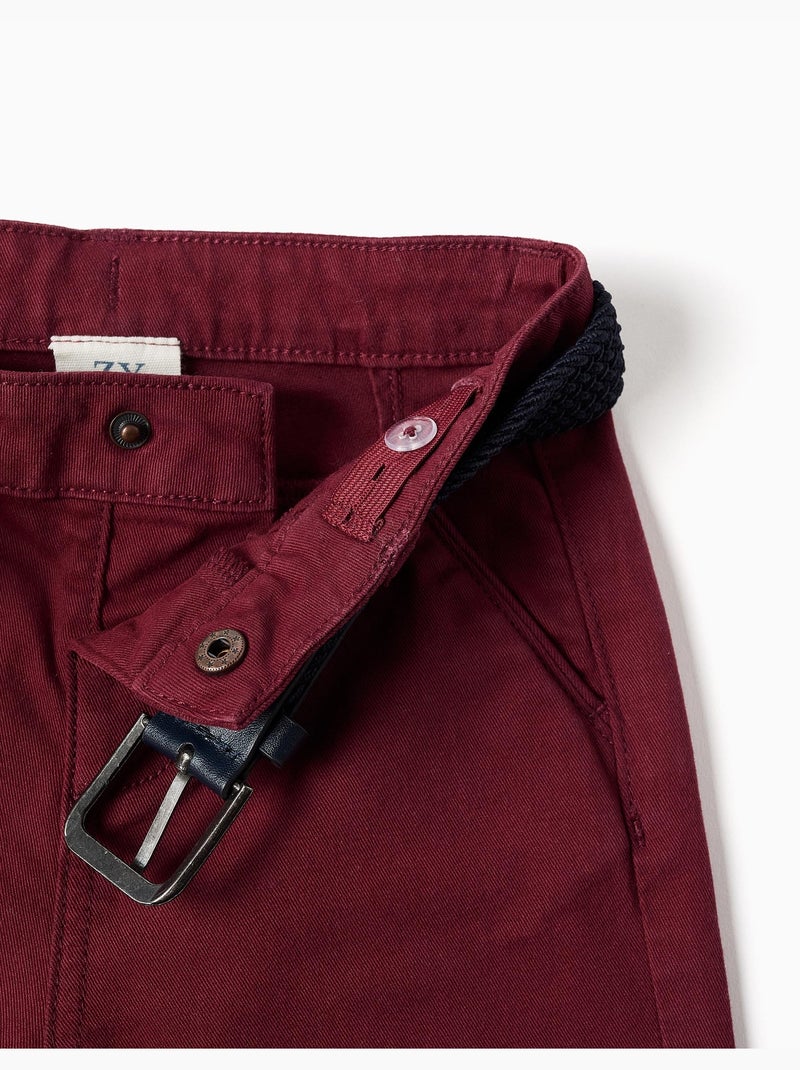 Pantaloni chino in twill slim fit con cintura Rosso scuro - Kiabi