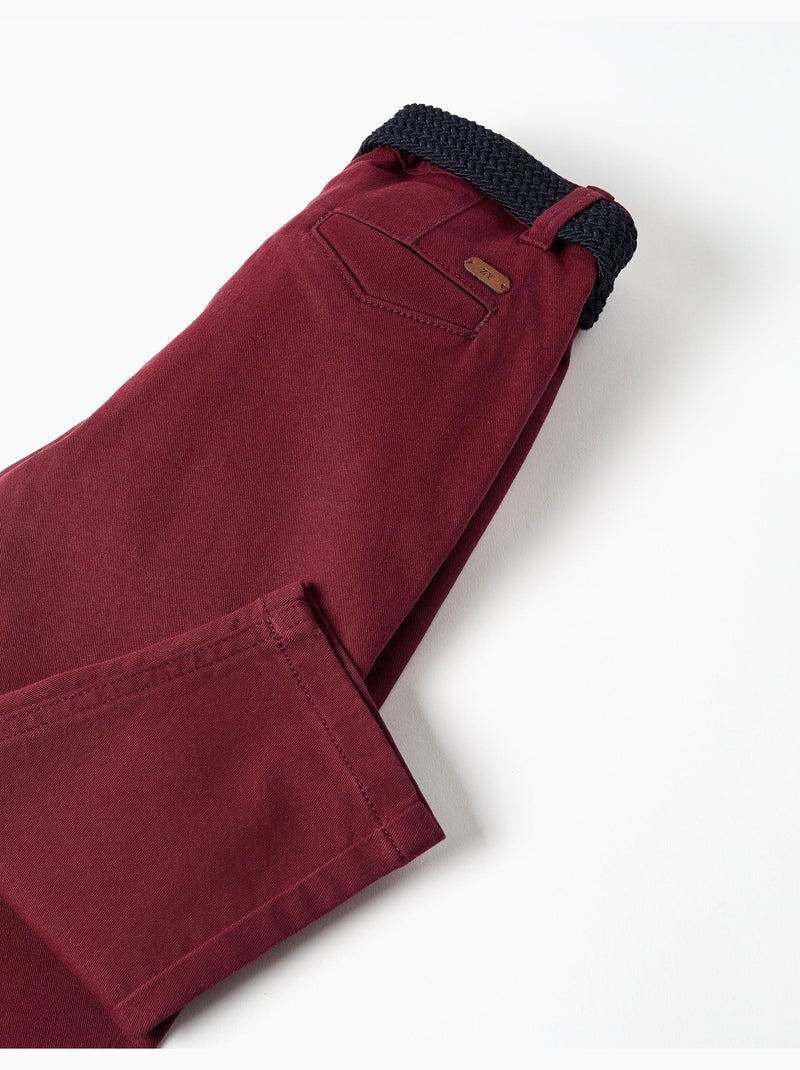 Pantaloni chino in twill slim fit con cintura Rosso scuro - Kiabi
