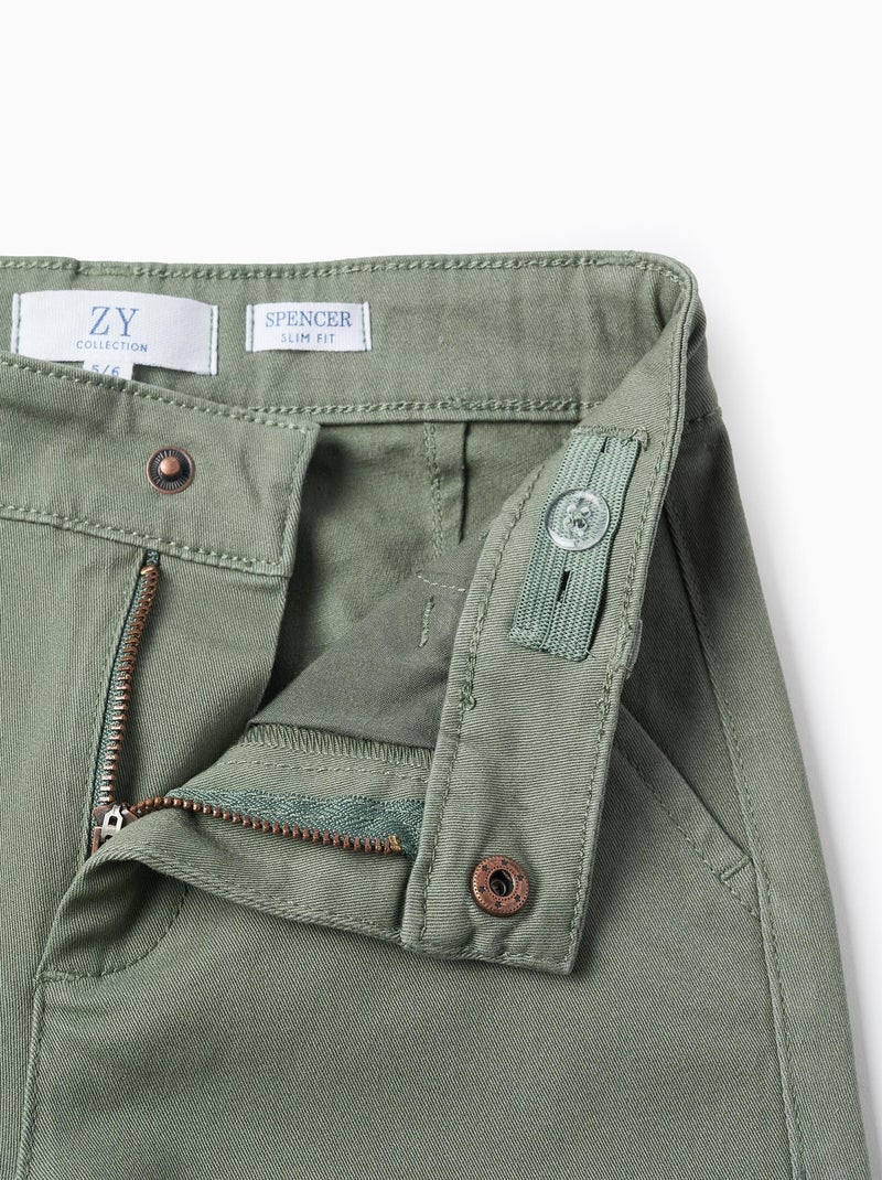 Pantaloni chino in twill 'slim fit' Verde scuro - Kiabi