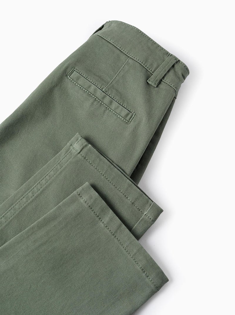 Pantaloni chino in twill 'slim fit' Verde scuro - Kiabi