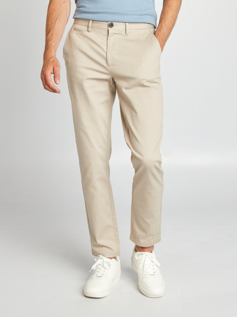 Pantaloni chino in twill taglio slim beige - Kiabi