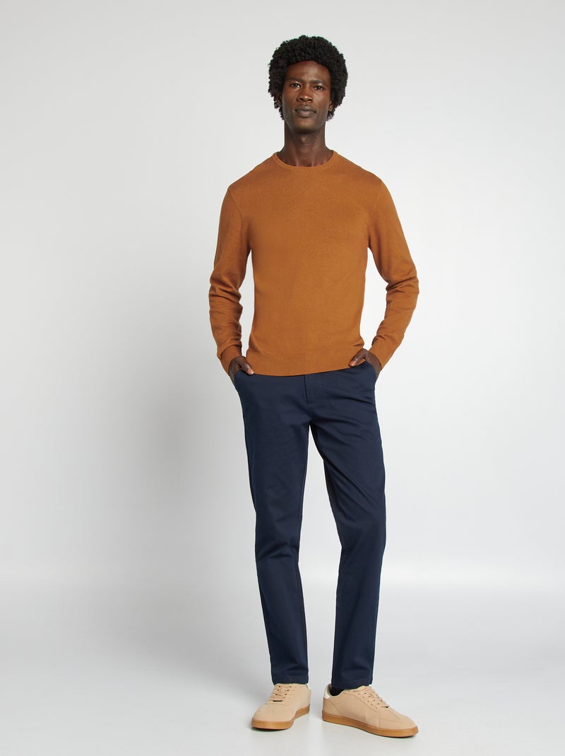 Pantaloni chino in twill taglio slim BLU - Kiabi