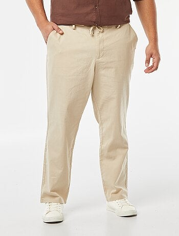Pantaloni chino regular in misto lino