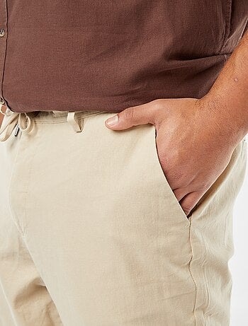 Pantaloni chino regular in misto lino