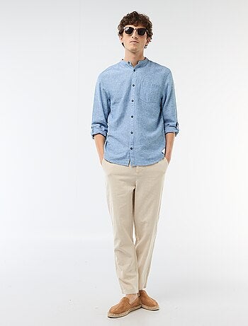 Pantaloni chino regular in misto lino