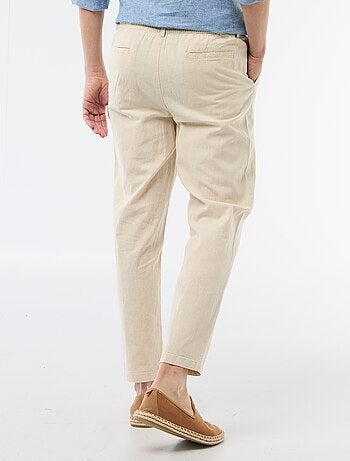 Pantaloni chino regular in misto lino