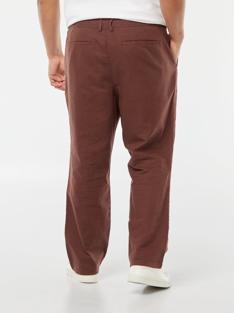 Pantaloni chino regular in misto lino MARRONE - Kiabi