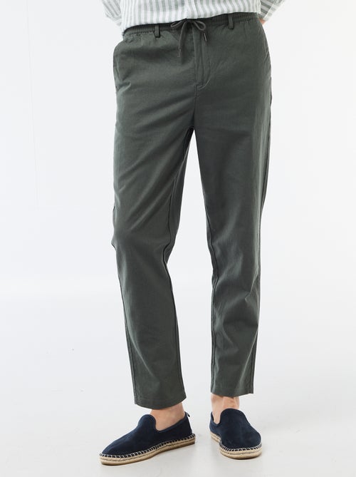 Pantaloni chino regular in misto lino - Kiabi