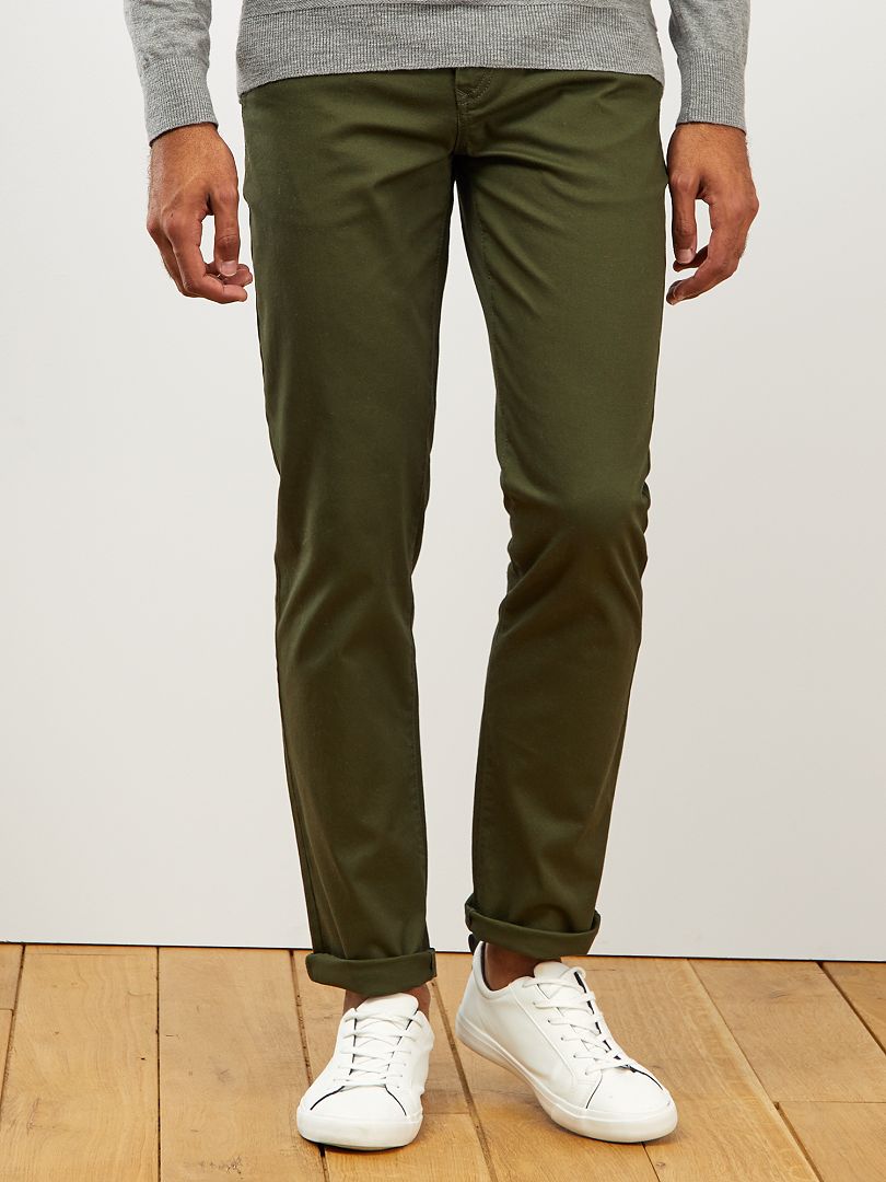 Pantaloni chino regular maglia piqué verde selva - Kiabi