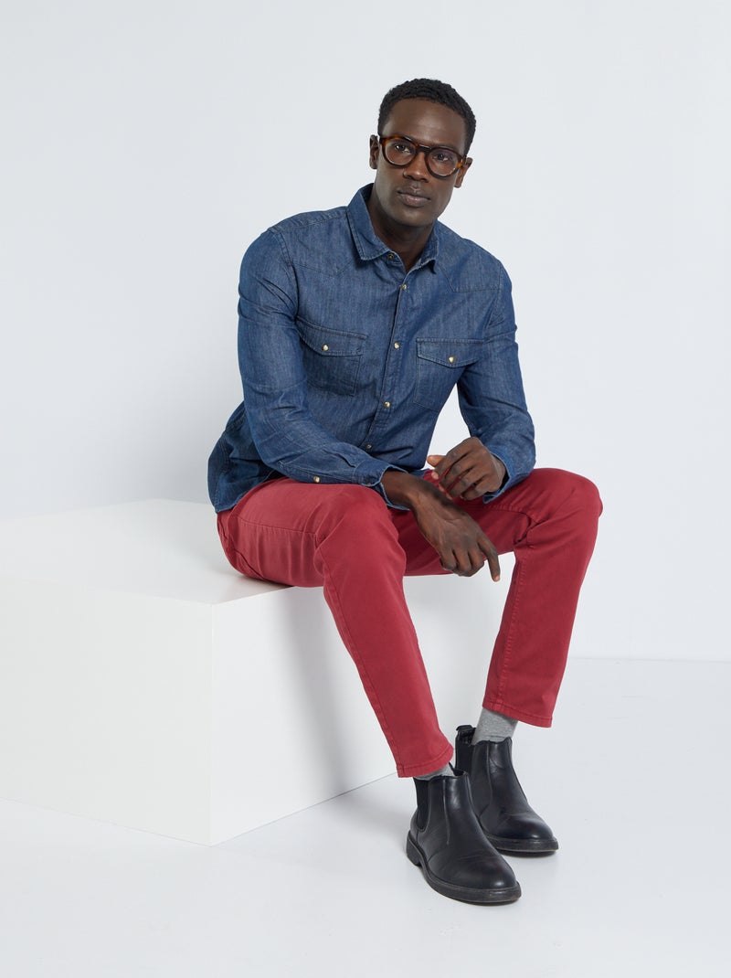Pantaloni chino slim 5 tasche - L32 rosso bordeaux - Kiabi