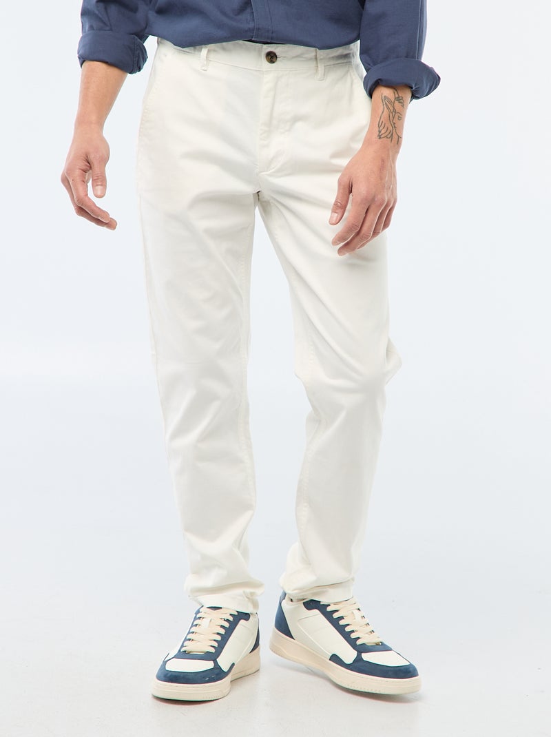 Pantaloni chino slim Bianco - Kiabi
