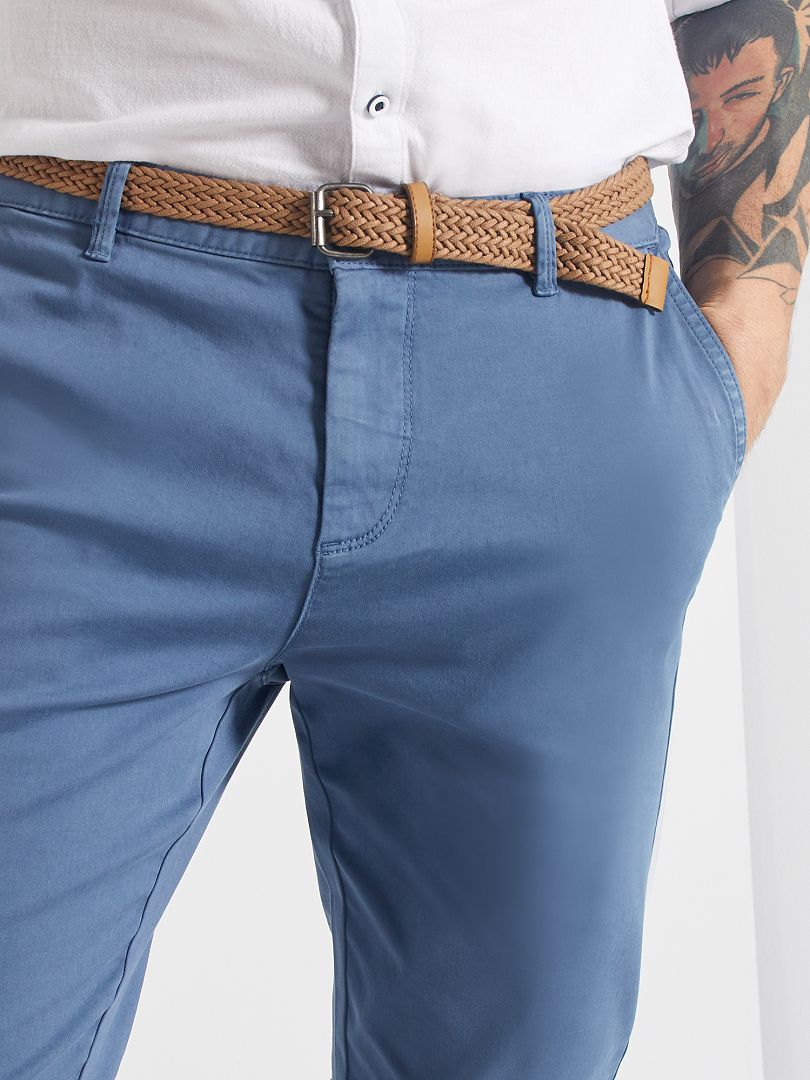 Pantaloni chino slim + cintura BLU - Kiabi