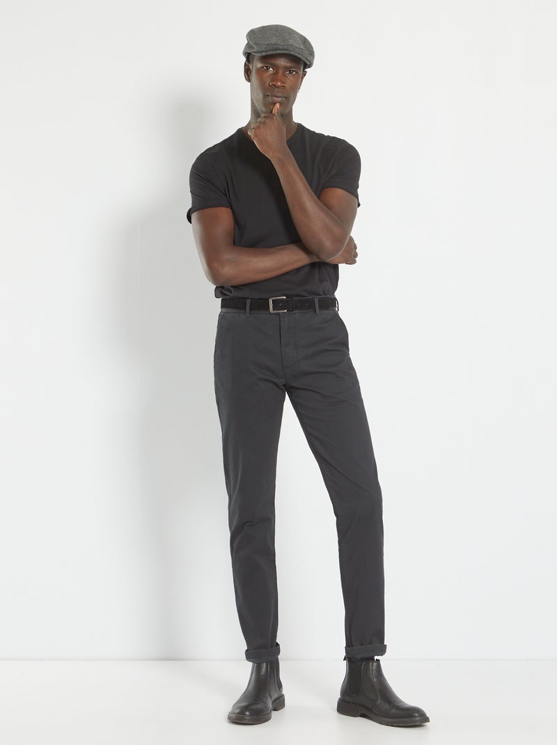 Pantaloni chino slim con cintura - L32 Nero - Kiabi