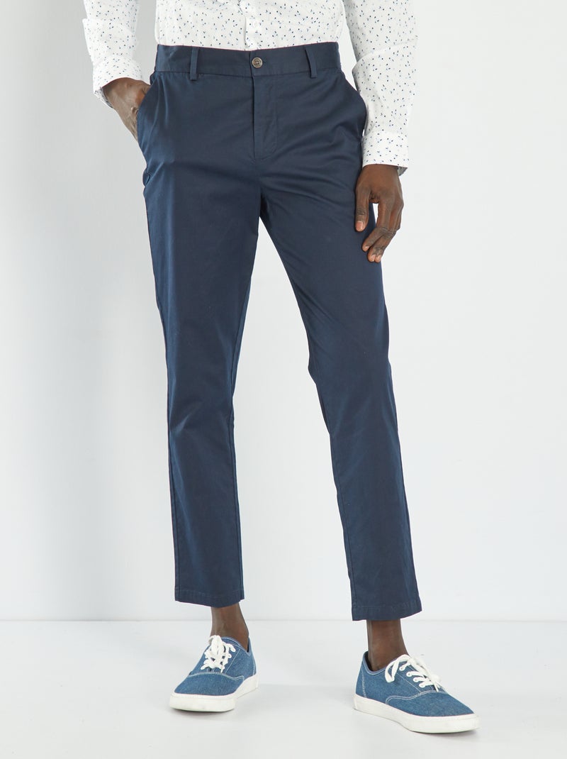 Pantaloni chino slim con vita elasticizzata BLU - Kiabi