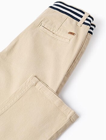 Pantaloni chino slim fit in twill con nastro a righe