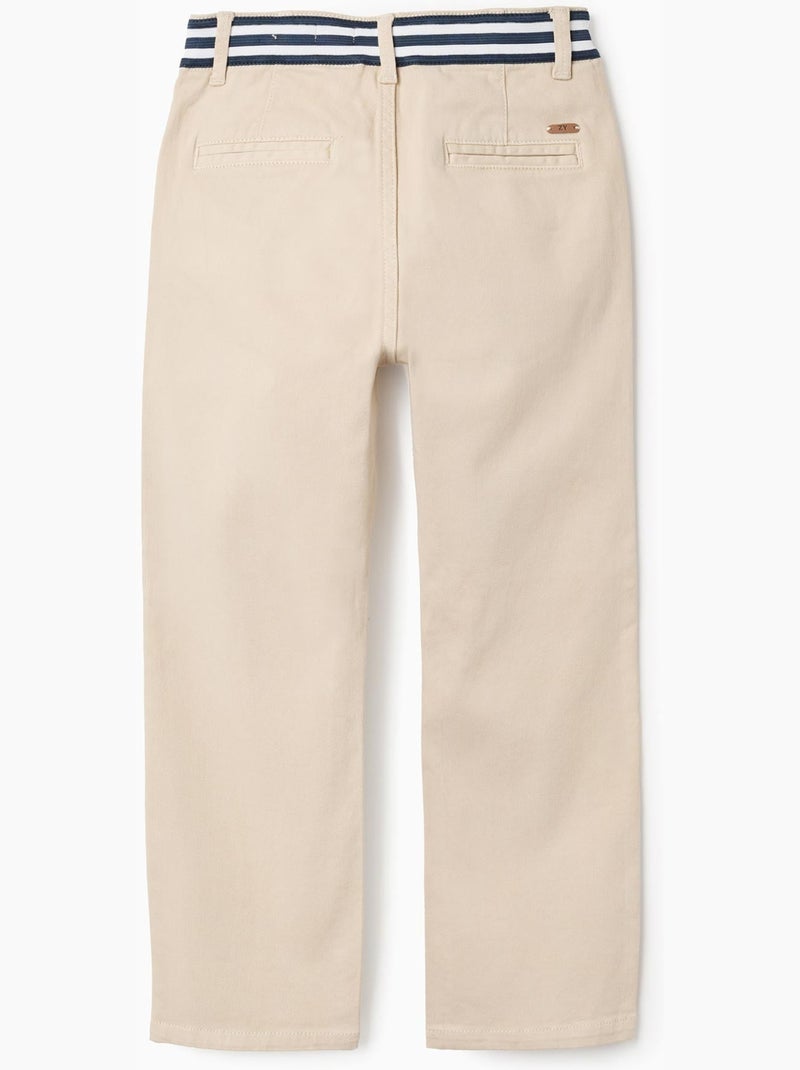Pantaloni chino slim fit in twill con nastro a righe Beige chiaro - Kiabi