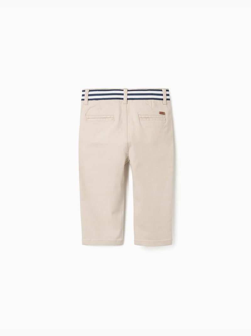 Pantaloni chino slim fit in twill con nastro a righe Beige chiaro - Kiabi