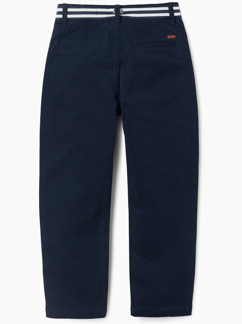 Pantaloni chino slim fit in twill con nastro a righe Blu Blu - Kiabi